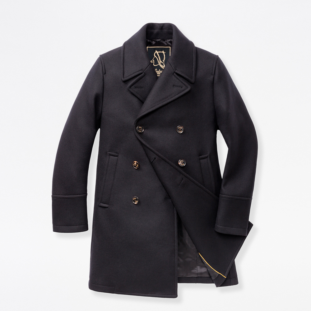 mens long navy pea coat